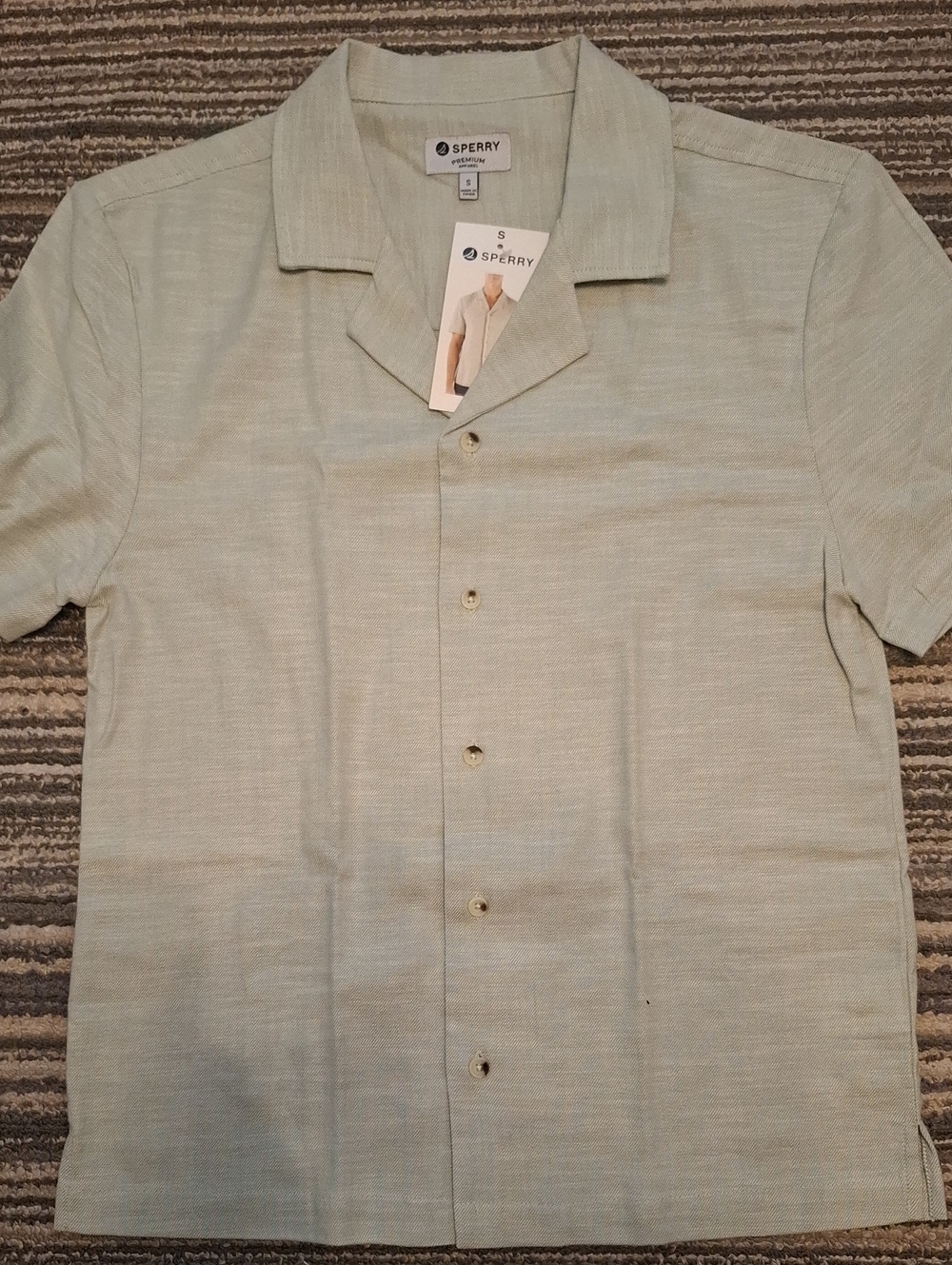 Sperry Men's Light Sage Short-Sleeve Button-Down Camp Shirt